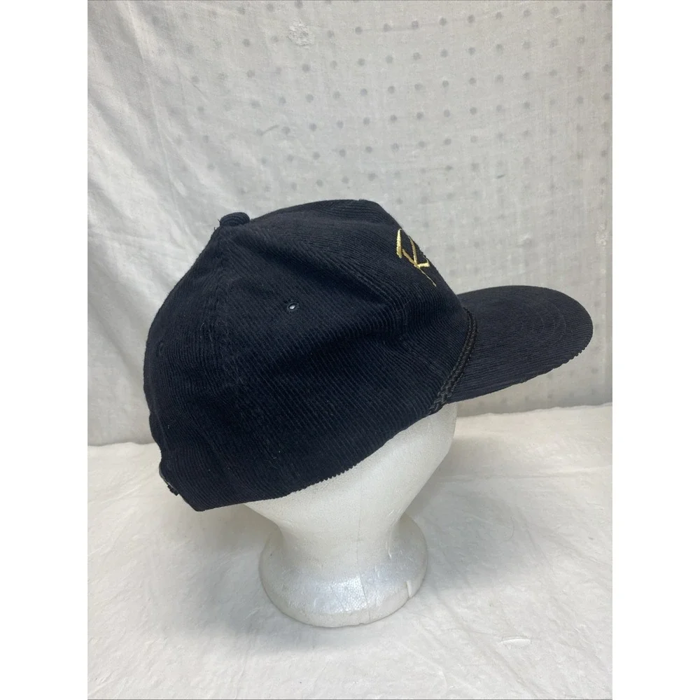 Vtg Randy Travis Corduroy Embroidered Snapback Spellout Corded Black Hat Country